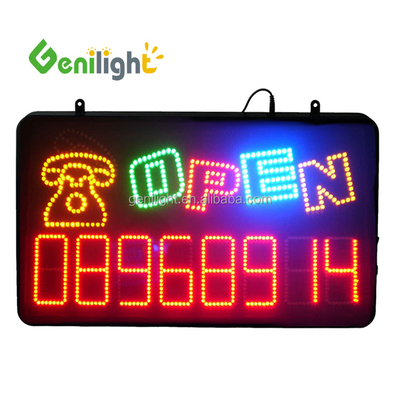 Rectangular Indoor Open LED Sign com Telefone Função Telefone 3 Tipo de mudança