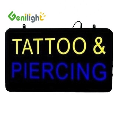 LED Tattoo Piercing Neon Open Sign com Design de Forma Retangular e Material de Resina Epoxi