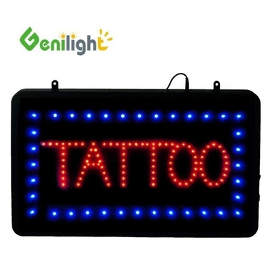 LED Tattoo Piercing Neon Open Sign com Design de Forma Retangular e Material de Resina Epoxi