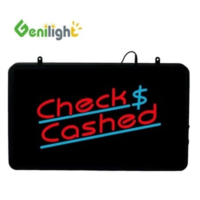 Genilight 22 * 13 polegadas Super brilho LED Cheque carta cobrada Neon sinal aberto para interior