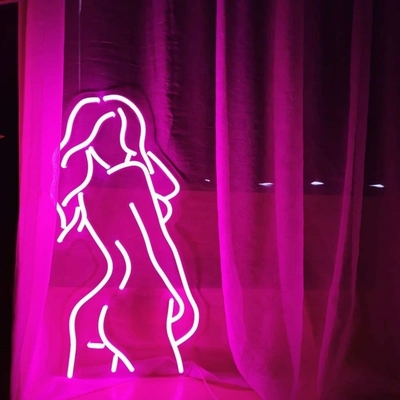 Sinalização de neon personalizada com LEDs de silicone rosa com suporte acrílico Duração de vida 50000 horas