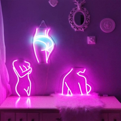 Sinalização de neon personalizada com LEDs de silicone rosa com suporte acrílico Duração de vida 50000 horas
