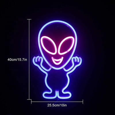 Publicidade personalizada da loja LED Neon Sign com design alienígena e material acrílico