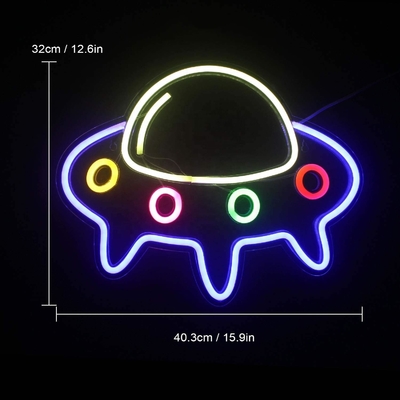 5V Luzes de Neão de Voltagem para Bar Large Blue UFO Spacecraft Wall Art 50000 Horas de Vida