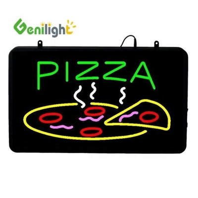 ABS de molde aberto Rectângulo Custom Pizza Wall Light Acrílico Open Sign Neon Led com chian pendurado