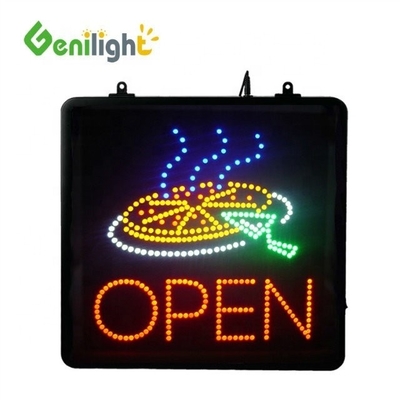 ABS de molde aberto Rectângulo Custom Pizza Wall Light Acrílico Open Sign Neon Led com chian pendurado