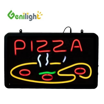 ABS de molde aberto Rectângulo Custom Pizza Wall Light Acrílico Open Sign Neon Led com chian pendurado