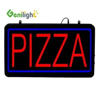 ABS de molde aberto Rectângulo Custom Pizza Wall Light Acrílico Open Sign Neon Led com chian pendurado