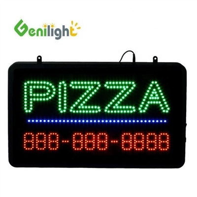 ABS de molde aberto Rectângulo Custom Pizza Wall Light Acrílico Open Sign Neon Led com chian pendurado