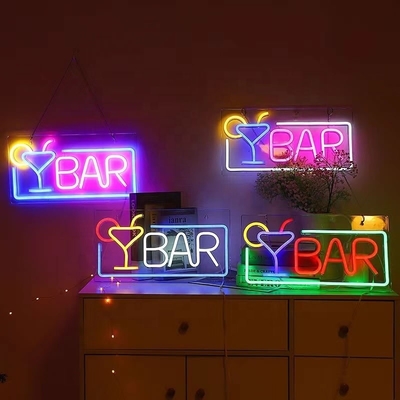 Luz de neon LED apagável para decoração de parede do bar doméstico Sinais de neon da barra alimentados por USB