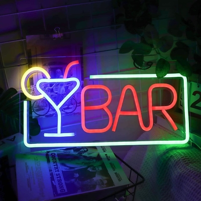 Luz de neon LED apagável para decoração de parede do bar doméstico Sinais de neon da barra alimentados por USB