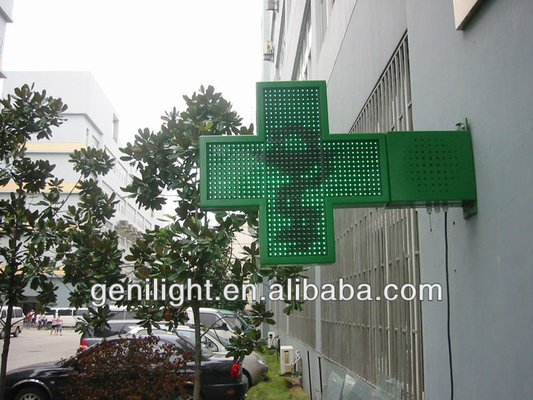 Configuração de pixels 1G Dimensão personalizada Farmácia a cores LED Cross Sign com RGB