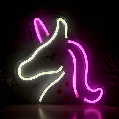 Lâmpada de neon de unicórnio personalizado LED brilhante rosa e branco sinal de neon para quarto perfeito