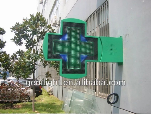 P16 P20 Pixéis 3D LED Farmácia Cross Display Sign com RS232 RF Comunicação de Controle