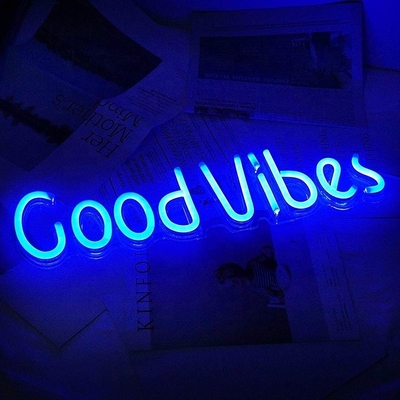 27.5*15cm Custom Blue Good Vibes Neon Sign para Decoração de Parede do Quarto de dormir Iluminação USB