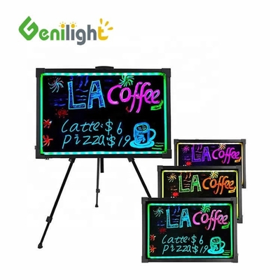Tabela de escrita LED de vidro temperado rectangular com superfície acrílica
