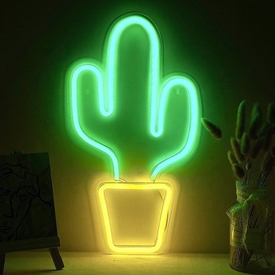 Sinalização de neon LED alimentada por USB para decoração do quarto Forma de cacto grande para crianças Adolescentes meninos meninas dormitório