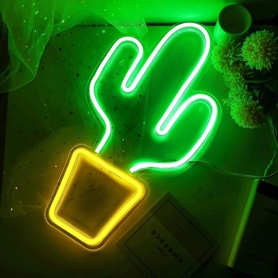 Sinalização de neon LED alimentada por USB para decoração do quarto Forma de cacto grande para crianças Adolescentes meninos meninas dormitório