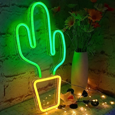 Sinalização de neon LED alimentada por USB para decoração do quarto Forma de cacto grande para crianças Adolescentes meninos meninas dormitório