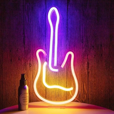 Alimentação Dimmable on / off Switch 3D Guitar Neon Sign para Music Studio Design personalizado