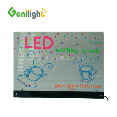 Painel de tabuleiro de escrita LED transparente interior Mini RGB Tamanho 20 * 30cm para exibição na loja
