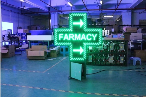 Display LED cruzado de farmácia ao ar livre com flash luminoso e integração de função SDK