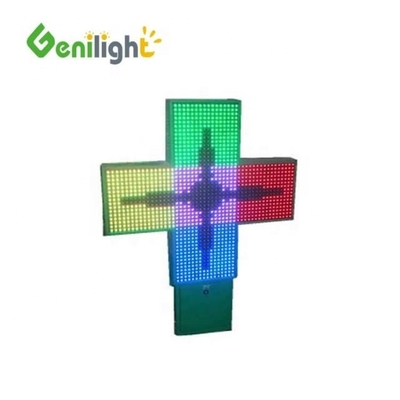 Ângulo de visualização H/V P16 P20 Pixéis 3D LED Farmácia Cross Display Sign para uso externo