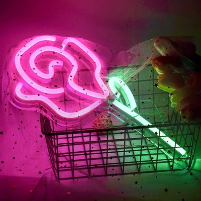 5V Voltage LED Luzes de flores Rosa Neon sinal para Decoração de parede do quarto Switch Decoração de festa