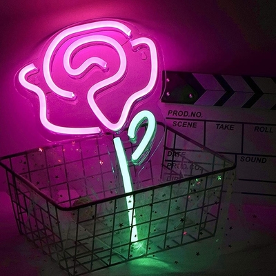 5V Voltage LED Luzes de flores Rosa Neon sinal para Decoração de parede do quarto Switch Decoração de festa
