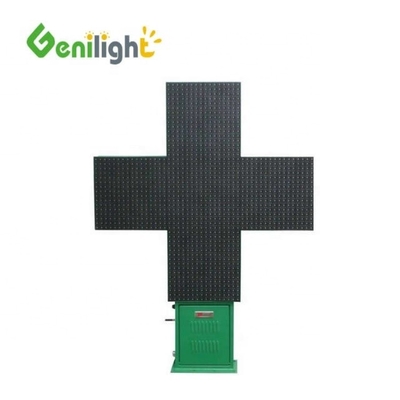 Anúncie sua farmácia com um sinal de exibição animado de LED de cor verde P20 de 1000x1000mm