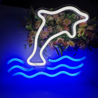 5V Large Dolphin Neon Light Sign Marquee Bateria USB Operado Mesa Led Light Decoração de parede