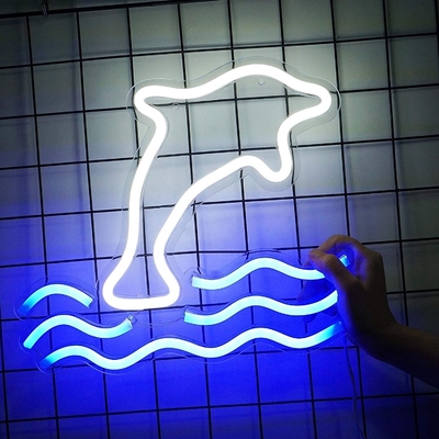 5V Large Dolphin Neon Light Sign Marquee Bateria USB Operado Mesa Led Light Decoração de parede