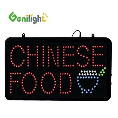 Original Genilight Chinese Food LED Open Sign para Restaurante Chinês Flash Genilight