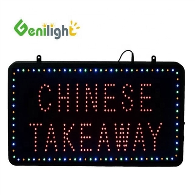 Original Genilight Chinese Food LED Open Sign para Restaurante Chinês Flash Genilight