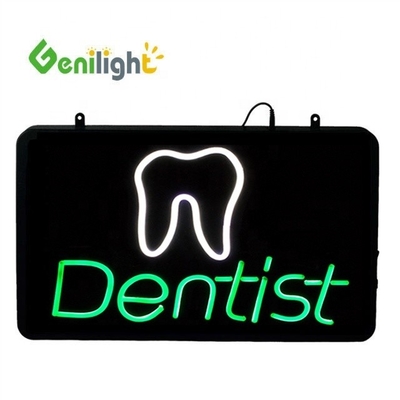 ABS Open-Mold Genilight Oval 58*36cm LED Neon Open Sign com logotipo de dente