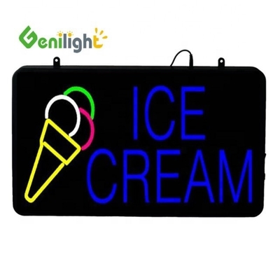 Loja de sorvete LED sinal de neon aberto com função de exibição de animação e painel frontal acrílico
