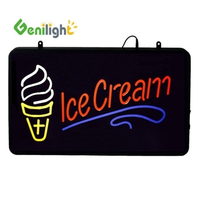Loja de sorvete LED sinal de neon aberto com função de exibição de animação e painel frontal acrílico