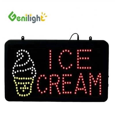 Loja de sorvete LED sinal de neon aberto com função de exibição de animação e painel frontal acrílico