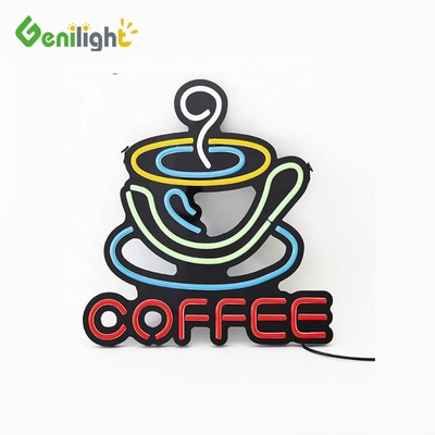 Display de publicidade eletrônica de café LED de neon personalizado com certificação CE