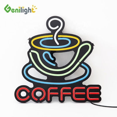 Display de publicidade eletrônica de café LED de neon personalizado com certificação CE