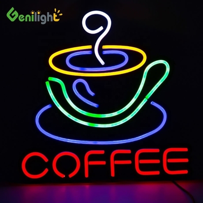 Display de publicidade eletrônica de café LED de neon personalizado com certificação CE