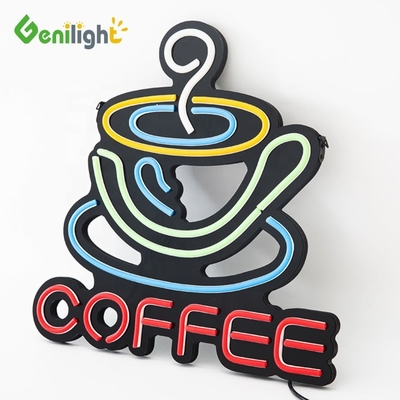 Display de publicidade eletrônica de café LED de neon personalizado com certificação CE