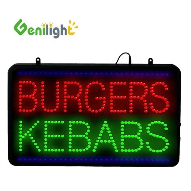 Certificado de potência ABS Open-Mold BURGERS KEBABS LED Sign para tamanho e cor personalizados