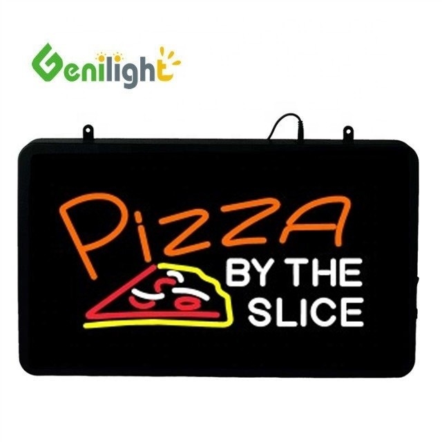 Personalizado Genilight 22 * 13 polegadas CE RoHS acrílico PIZZA BY THE SLICE LED sinal de neon aberto