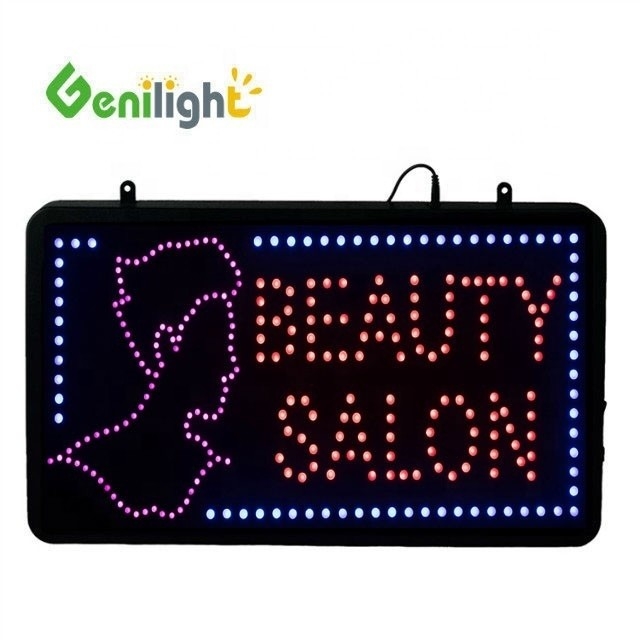 Genilight Indoor LED Salão de beleza sinalização Poupança de energia Função de perseguição e movimentação 56 * 33cm