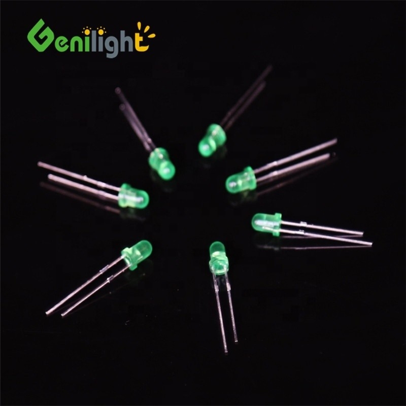 Diodo verde emitente de lâmpada LED de 3 mm para um desempenho estável e consistente