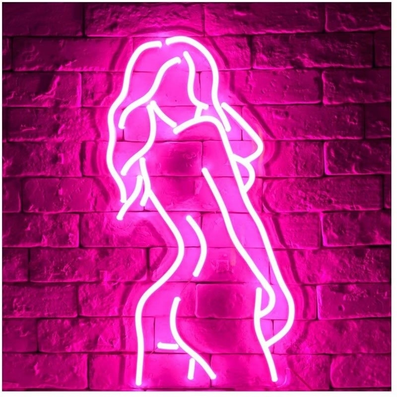 Sinalização de neon personalizada com LEDs de silicone rosa com suporte acrílico Duração de vida 50000 horas