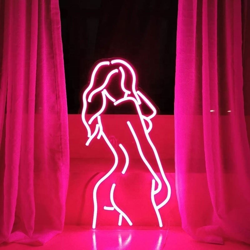 Decoração de parede Rosa Lady sinal de neon com apoio acrílico personalizado 50000 horas vida útil