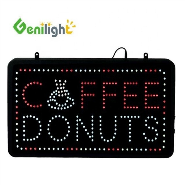 Voltagem segura LED Café Donuts Shop Sign Genilight Interior 22 * 13 polegadas com função SDK