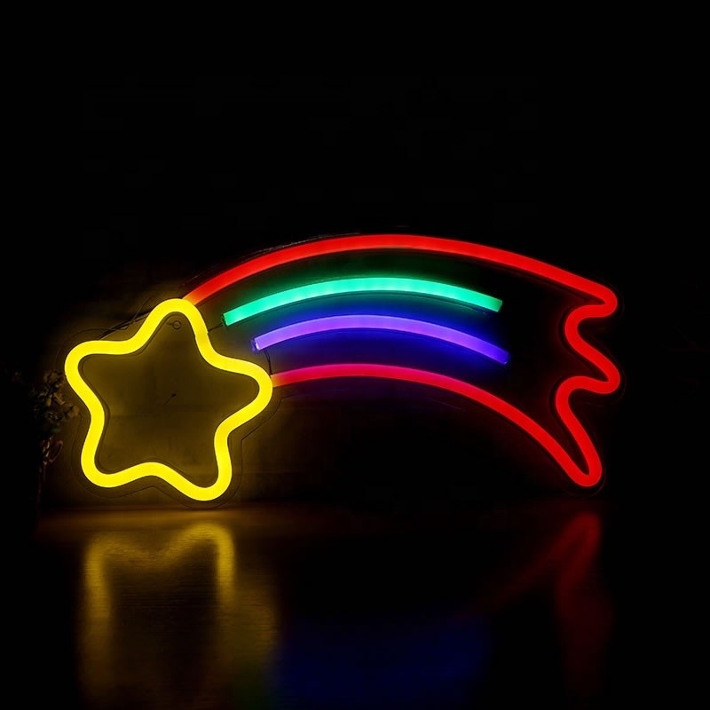 Decoração de festa de aniversário de casamento Estrela do arco-íris sinal de luz de néon com 50000 horas de vida útil